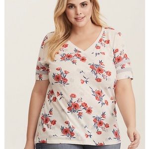 White Floral Knit Football Tee